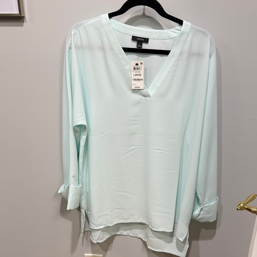 Alfani Light Mint V-Neck Blouse